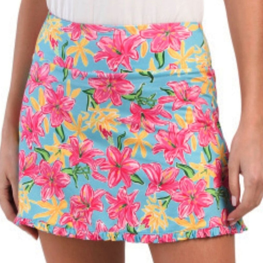Gottex Aqua Flower Golf & Tennis Ruffle Skort NWT - Picture 1 of 8